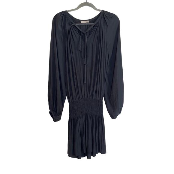Ramy Brook Womens Paris Blouson Mini Dress Sz Small Black Smocked Whimsigoth - Picture 1 of 8